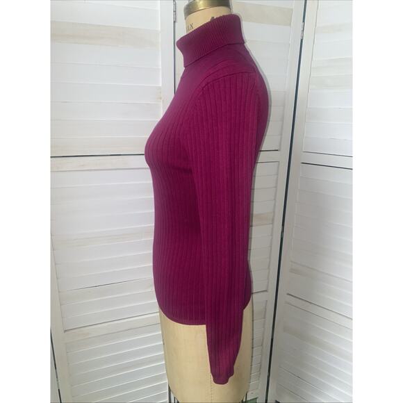 Talbots Woman’s Burgundy Turtle Neck Long Sleeve Knit Pullover Sweater Medium - Picture 5 of 8